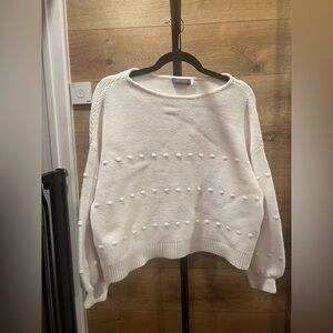 Mint Velvet White Bobble Knit Sweater Size L